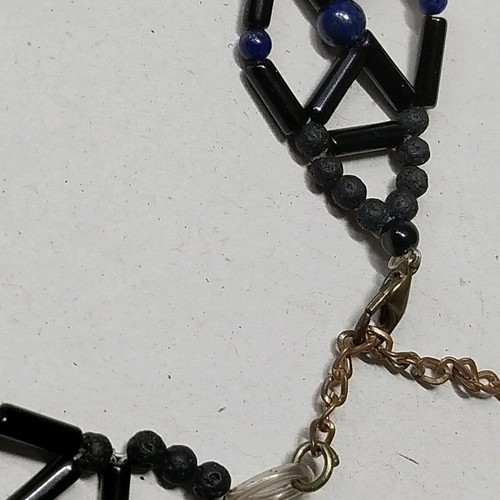 Choker necklace handmade from onyx with lava and lapis lazuli new