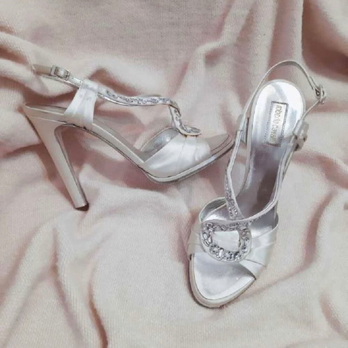 Roberto Cavalli bridal sandals like new, white and silver, size 38