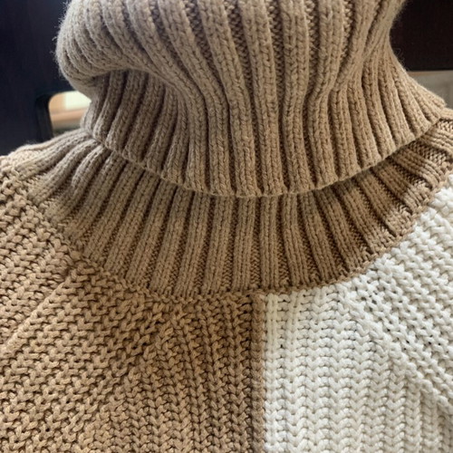Marks & Spencer women's knitted turtleneck sweater, camel mix
