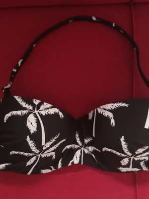 Swimsuit with palm tree design, black and white, size B75, like new