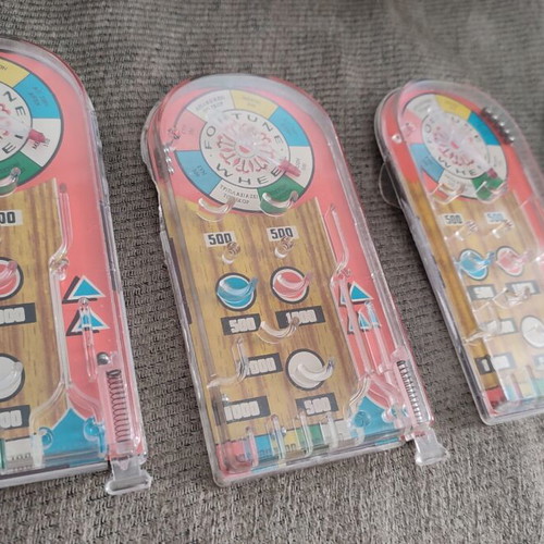 Vintage Fortune Wheel pinball toys collection 80s, 6 pieces with helicopters and extras