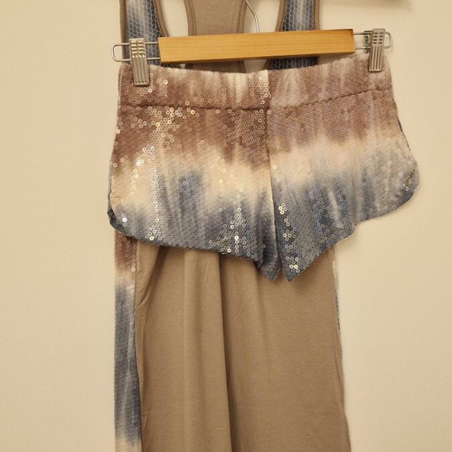 Set blouse and shorts like new, beige and blue, size Small