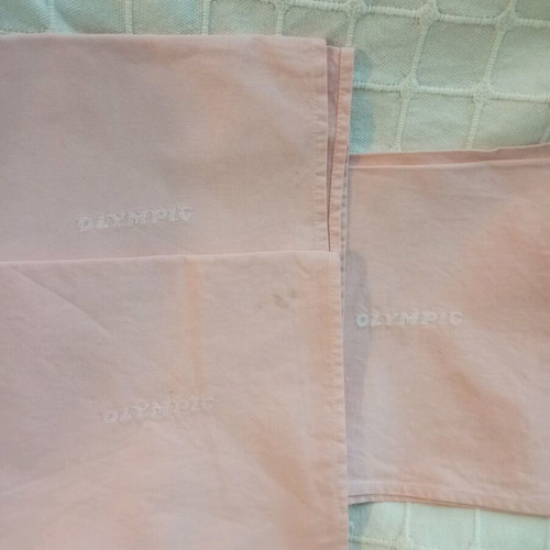 Olympic set of 3 used cotton dining napkins pink