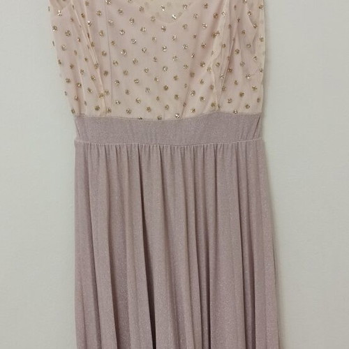 Formal dress pink gold with chest transparency size large new
