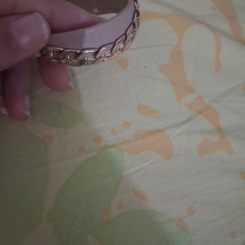 Massimo Dutti women's leather bracelet with gold chain