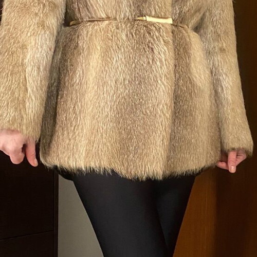 Natural nutria fur coat like new, beige, size S-L
