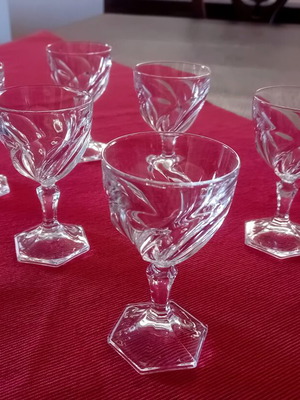Liqueur Glasses set of six vintage, like new, embossed design
