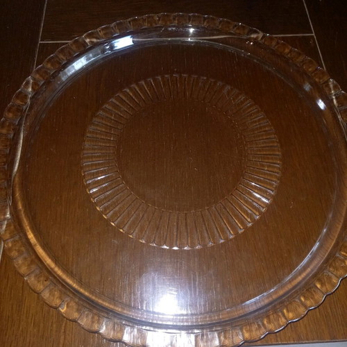 Glass serving platter used, 32 cm, with minor damages