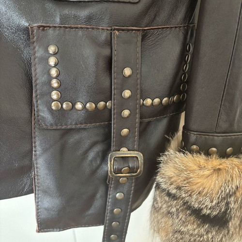 Miss Raxevsky leather jacket like new with fox fur collar and cuffs