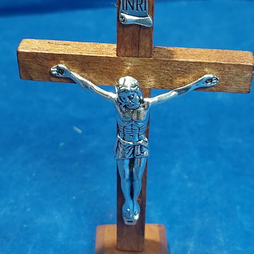 Small wooden and metal crucifix new
