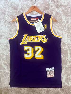 Jersey Lakers Magic Johnson 32 1984-85 καινούργιο μέγεθος Medium μωβ