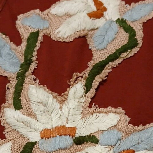 Zara top with appliqué flowers and knitted lace, like new, multicolor