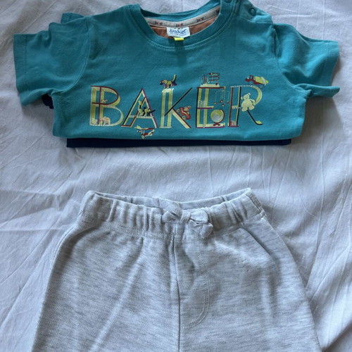 Baby clothing set 9-12 months with Ted Baker turquoise tshirt and F&F shorts like new
