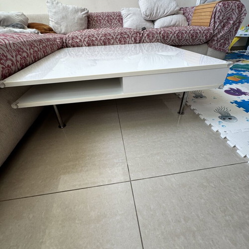 IKEA coffee table lacquered square with drawers and metal legs