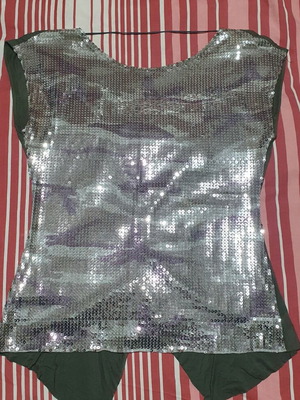 MSR collection khaki blouse with silver sequins