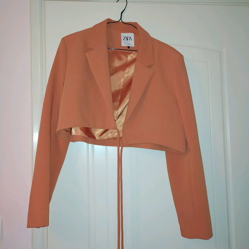 Cropped blazer Zara orange like new with cords