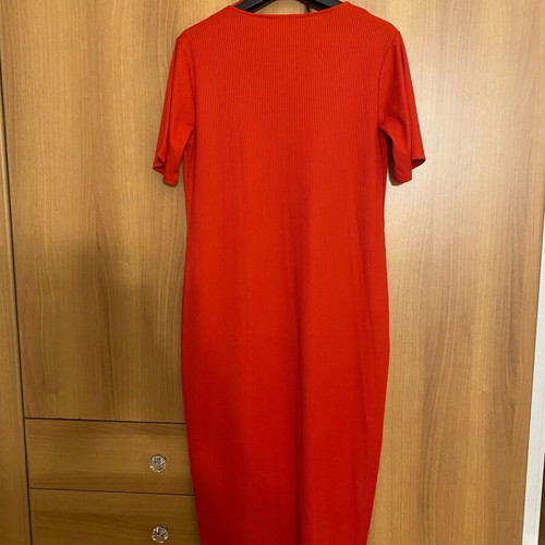 Zara ribbed straight dress new, red, size L
