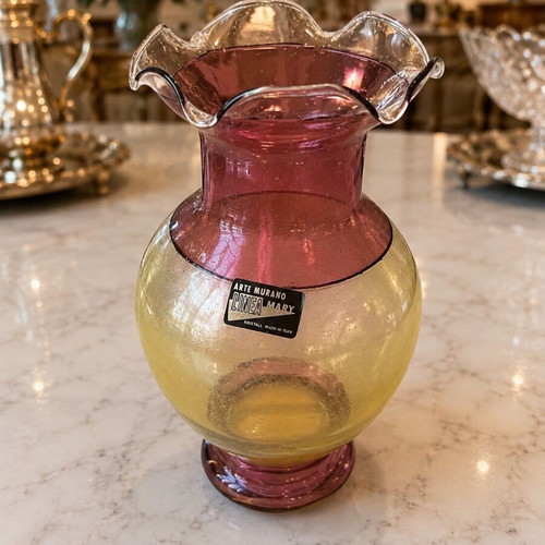 Vintage Murano γυάλινο βάζο Linea Mary Made in Italy, σαν καινούργιο