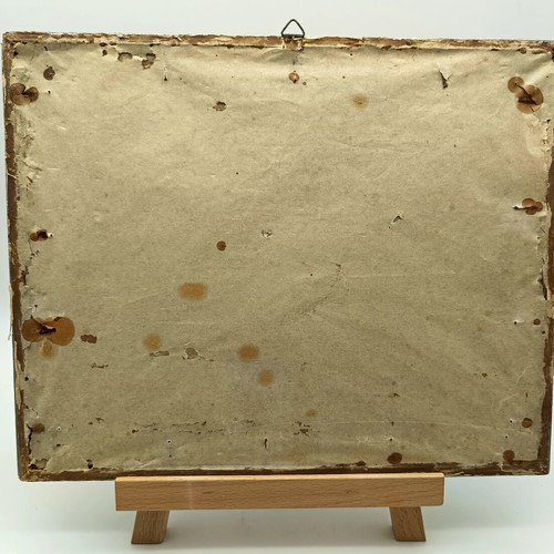 Large cardboard photo of a middle-class family from Veria, interwar period, used