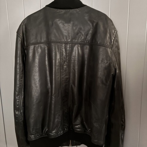 Chevignon leather bomber jacket, size XL, black