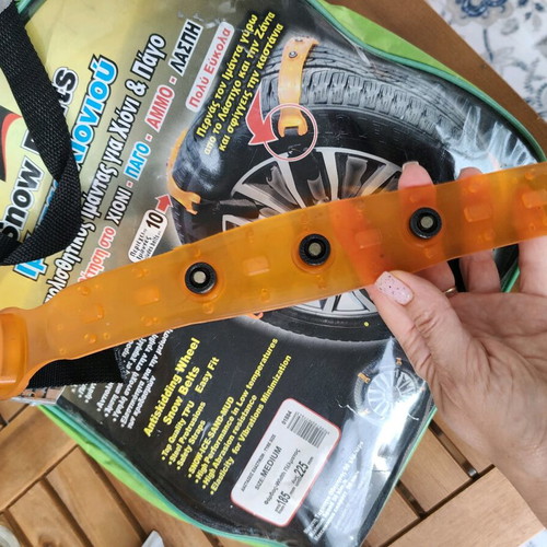 Snow belts for car tires, new, pack of 10 for 2 wheels