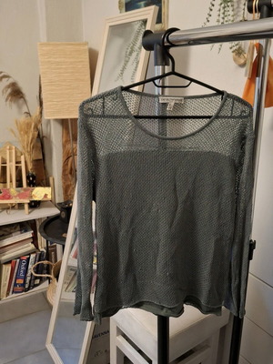 Emporio Armani blouse grey with transparent sleeves like new, size M