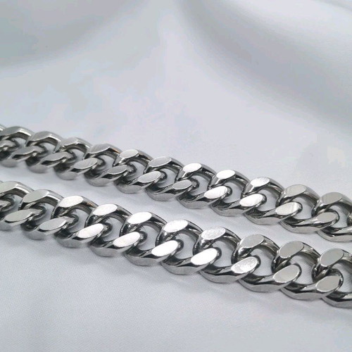 Stainless Steel Curb Chain Necklace 50 cm new, silver