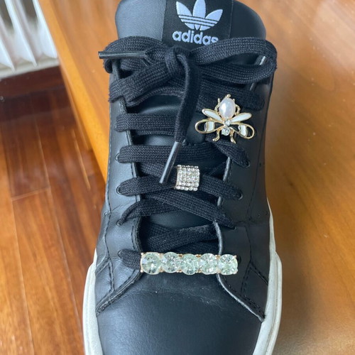Adidas sneakers black like new with decorative strass and charms