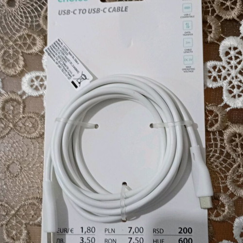 USB-C to USB-C Charger cable new, white color