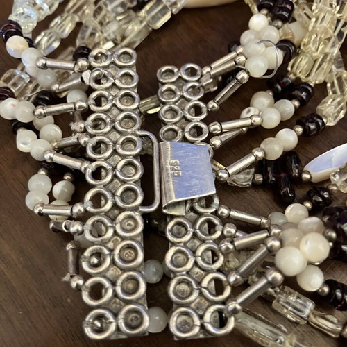 Silver Indian bracelet used with mineral and shell beads