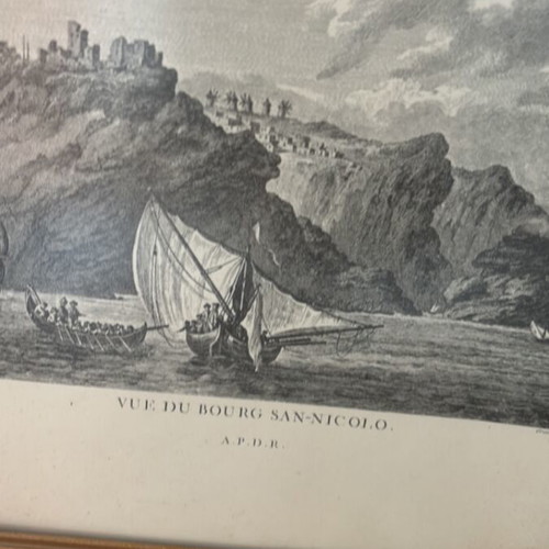 Vintage framed painting with sailing boats, 1960