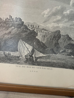 Vintage framed painting with sailing boats, 1960