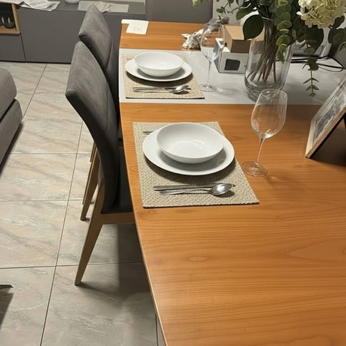 Eleni Natsi solid wood extendable dining table like new, cherry tone