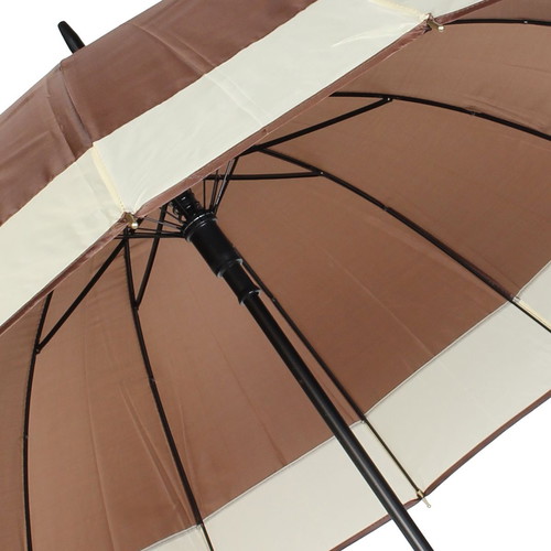 Automatic umbrella with cane and 16 ribs brown, new