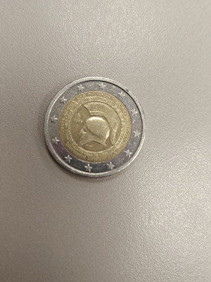 2 Euro coin used, collectible 2500 years from the Battle of Thermopylae