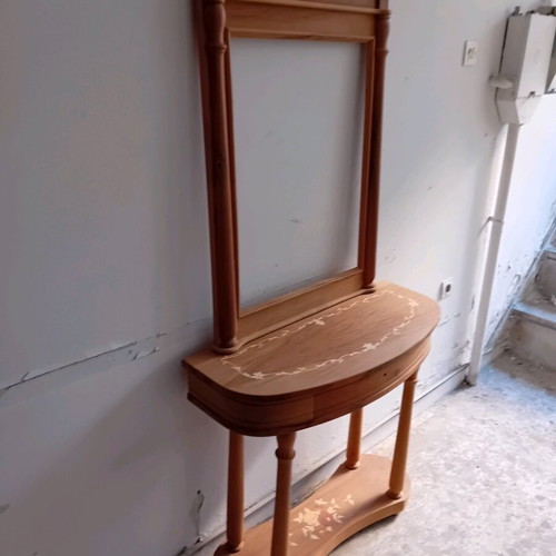 Console and mirror set new, handmade solid Greek walnut