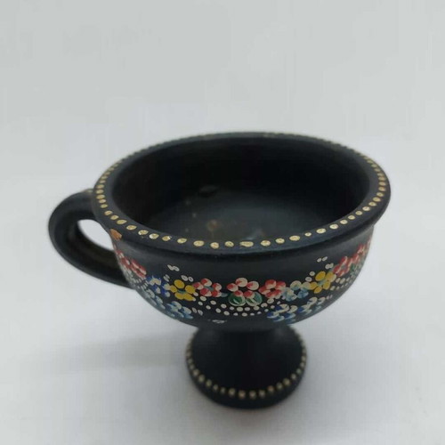 Ceramic incense burner used vintage with flowers 7.5x9.5x8cm