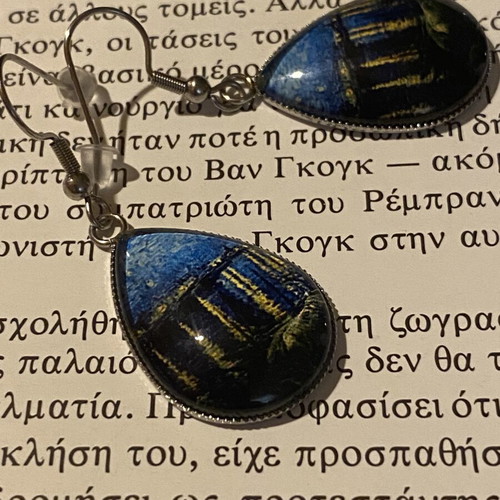 Starry Night Earrings Handmade Stainless Steel Blue Silver