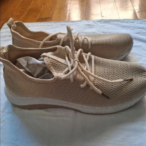 Beige athletic shoes size 40, new, breathable knit fabric