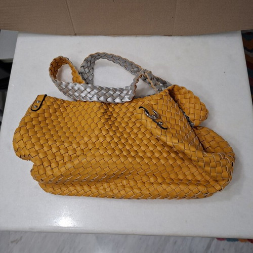 Women's shoulder bag, yellow and silver