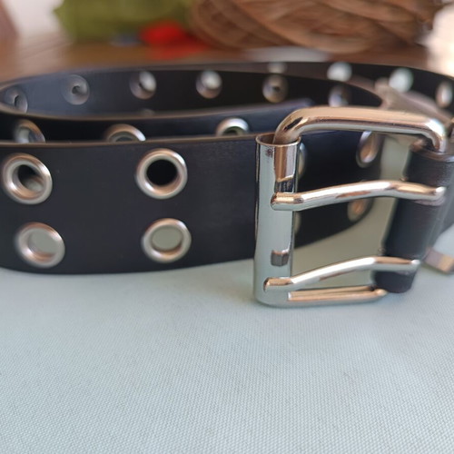 Bershka Black Wide Belt with Metal Eyelets and Double Buckle New
