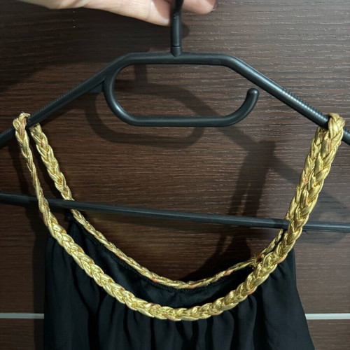 Black mini dress with gold details one size like new