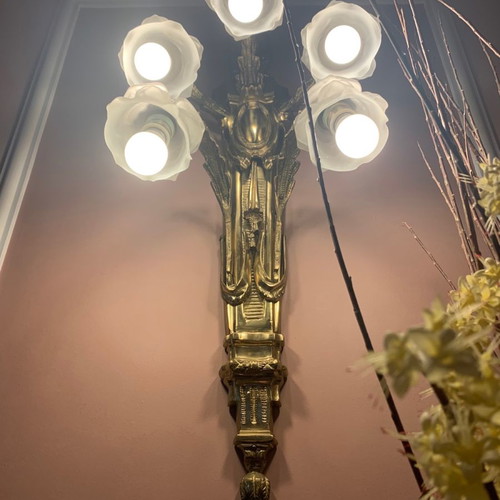 Bronze lamps with glass like new, set of 6 pieces