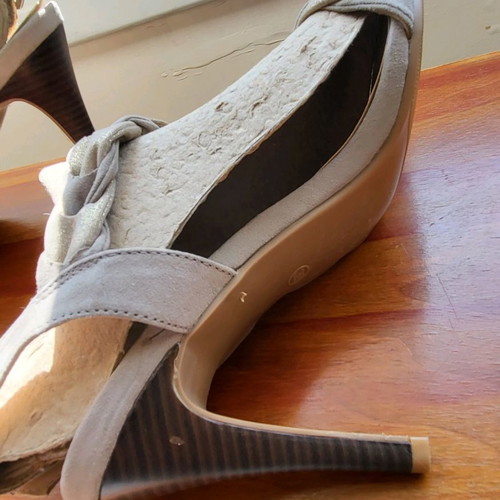 Bon Prix sandals used, size 39, gray with gold accents