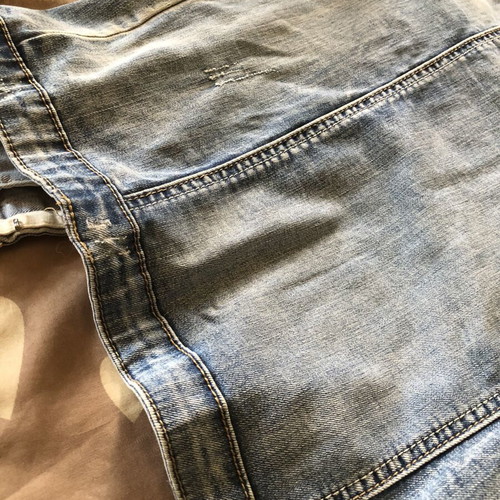 Women's denim jacket without collar, fitted model, light blue, size M