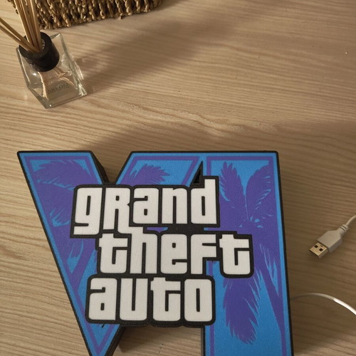 3D Printed Lightbox GTA VI Grand Theft Auto 6 USB with Switch new