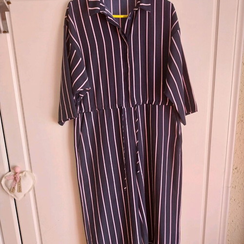 Monki one-piece spring jumpsuit like new, blue with pink stripes