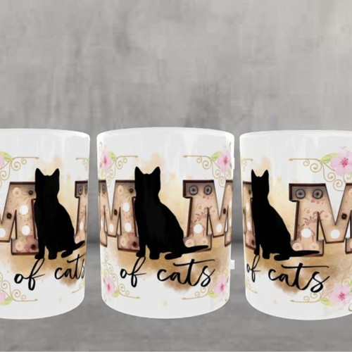 Ceramic white mug 325 ml with cat new