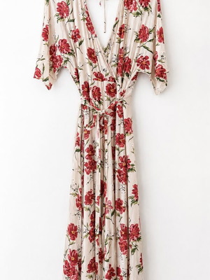 Mango kimono dress maxi wrap with belt, like new, medium
