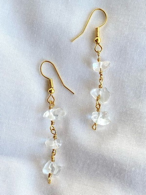 Brass earrings with glass chips, made to order, gold color